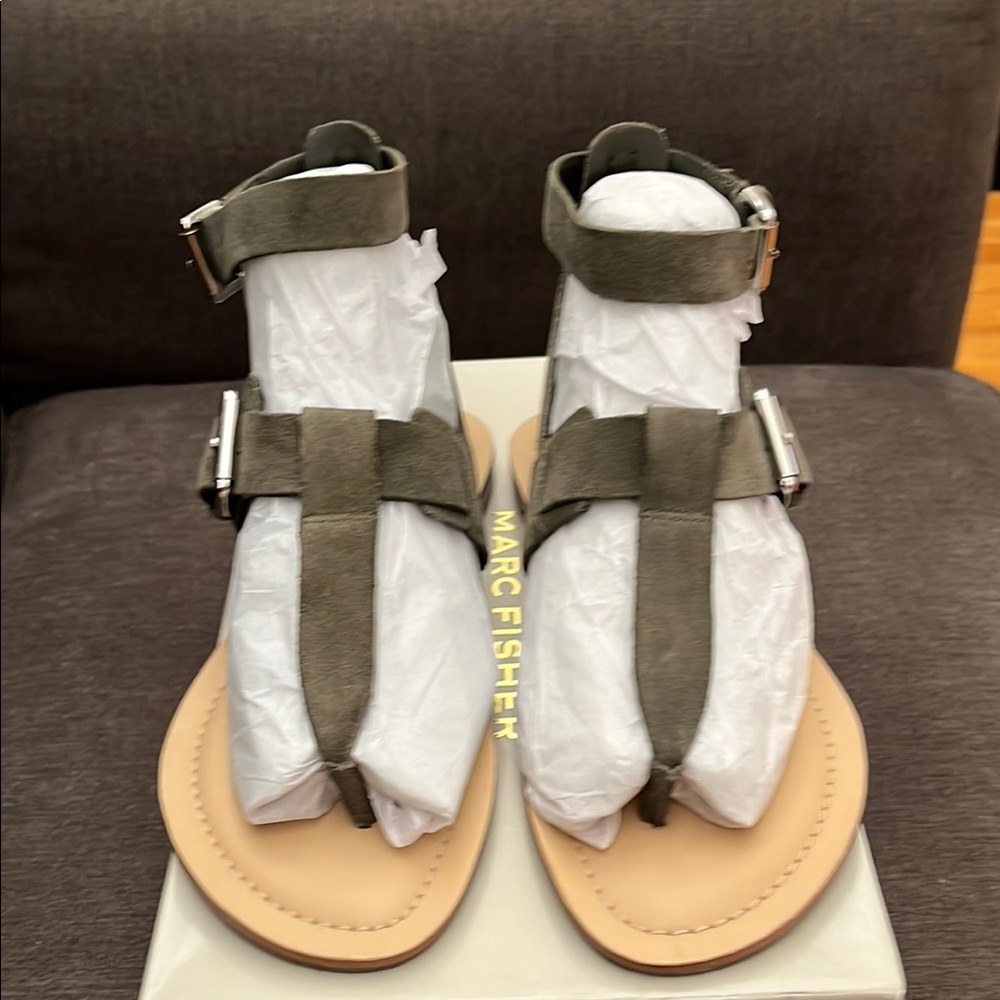 Marc Fisher Gray Gladiator Sandals with Ankle Straps